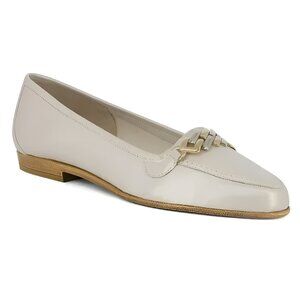 Amalfi Pearl Ivory Pearl Cream Neutral Minimalist Leather Flats Loafers 7.5